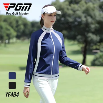 Женские куртки для гольфа PGM, одежда для гольфа со стоячим воротником, спортивная одежда, осень-зима, теплый термозащитный топ с длинными рукавами YF464
