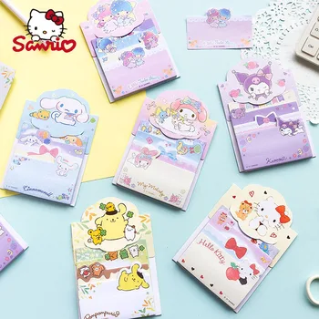 Sanrio 2 /10шт Блокнот Для Заметок С Kawaii Hello Kitty Kuromi Cute Противоположного Пола Sticky Note Школьные Принадлежности Офисный Подарок Оптом