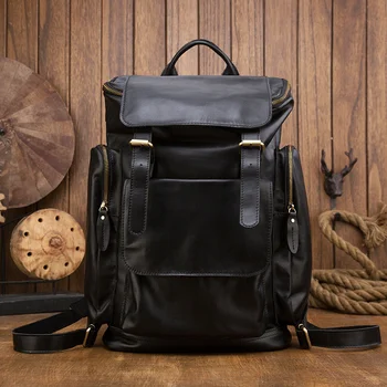 Мужской большой рюкзак из натуральной кожи для мужчин, рюкзак для ноутбука 15,6 дюймов, рюкзак для путешествий на корабле