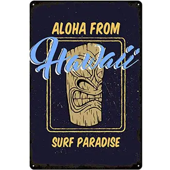 Оригинальный ретро-дизайн, Гавайи, рай для серфинга, Оловянные металлические вывески, Настенное искусство | Плакат с печатью из толстой жести, Настенное украшение для бара