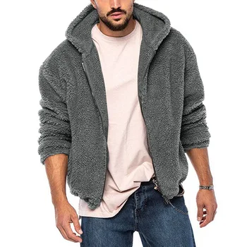 Мужские осенне-зимние однотонные куртки с длинным рукавом, флисовая одежда для отдыха с капюшоном, мужская верхняя одежда на молнии, модная уличная одежда, пальто, прямая поставка