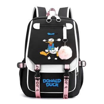 Модные сумки Disney Donald Duck для мальчиков и девочек, детские школьные сумки для книг, женский рюкзак для подростков, дорожный рюкзак Mochila