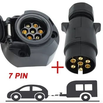 7-контактный Европейский разъем для прицепа + штекер, Соединитель фаркопа, адаптер для автомобиля, фургона, грузовика, лодки, каравана, адаптер сигнала передачи 12V