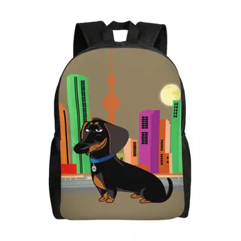 Индивидуальный красочный рюкзак с изображением таксы и барсука, мужская и Женская Базовая сумка для книг для колледжа, школьные сумки для собак с сосисками, Сосиски