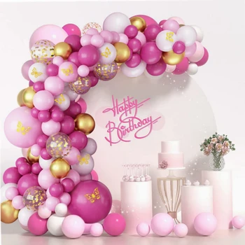 Комплект для арки с гирляндой из розовых воздушных шаров Декор для вечеринки в честь Дня рождения с воздушными шарами Для душа для девочек, раскрывающий пол, украшения для крещения