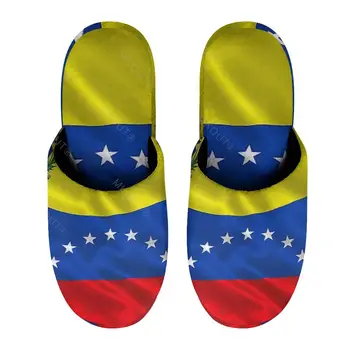 Флаг Венесуэлы (13) Теплые хлопчатобумажные тапочки для мужчин, Женская нескользящая обувь на толстой мягкой подошве, пушистая обувь, домашние тапочки для толстой кишки