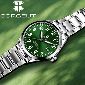 CORGEUT NH35 41 мм Роскошные гладкие деловые мужские часы с искусственным сапфировым стеклом, автоматические механические часы для мужчин, водонепроницаемая дата