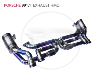 Глушитель выхлопной трубы из титанового сплава HMD Downpipe подходит для Электронного клапана автоматической модификации Porsche 911 991.1