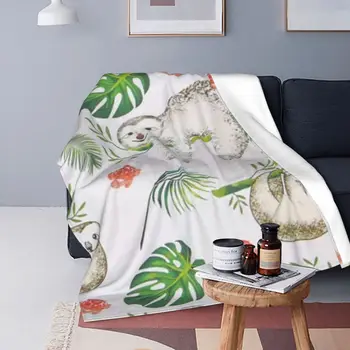 Флисовое одеяло с милым рисунком ленивца, осенне-зимнее забавное дышащее теплое одеяло для дома, одеяло для спальни