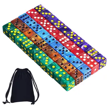50x 6-Сторонние Кубики 16 мм Цветные Кубики для Вечеринок для Настольной игры