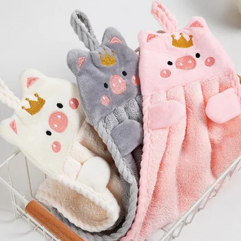 Бытовые Настенные кухонные принадлежности Мягкое полотенце для рук в корейском стиле, носовой платок с вышивкой мультяшной свиньи