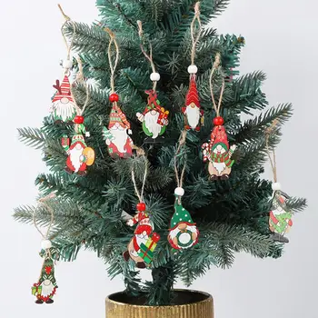 Деревянное подвесное украшение в коробке Очаровательные Рождественские Деревянные подвесные украшения Набор из 12 безликих украшений в виде гномов на Рождество