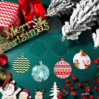 10шт Акрилового украшения для рождественской елки, Пустой Прозрачный акриловый диск, сделай сам, Пустое Рождественское Круглое украшение для DIY Xmas
