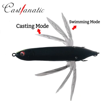 Castfanatic 6,5-граммовая гусеничная приманка Dragonfly Topwater, 8-сантиметровая плавающая приманка с прозрачными крыльями, рыболовная приманка для окуня