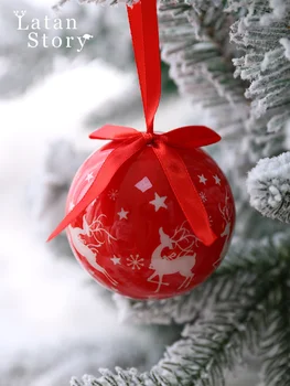 Рождественское украшение, круглый шар, яркий цветной шар, сцена в витрине торгового центра, рождественская композиция, подвеска, упаковка, подарочная коробка