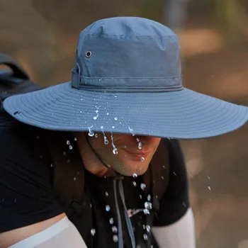 Мужские солнцезащитные шляпы с защитой от ультрафиолета, мужская альпинистская шляпа из водонепроницаемой ткани, кепка для рыбалки на открытом воздухе, кепки с широкими полями, панама