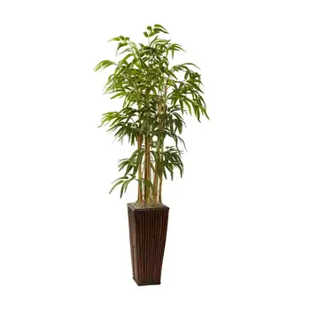 Искусственное растение бамбук с декоративным кашпо, зеленый