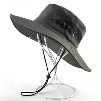 Мужская однотонная шляпа для рыбалки на открытом воздухе, летняя однотонная дышащая солнцезащитная шляпа с широкими полями, солнцезащитная шляпа для пеших прогулок на морском пляже