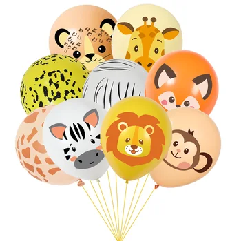 10шт Олень Лев Тигр Зебра Воздушный шар с диким животным Воздушный шар для мальчика Сафари в джунглях Украшение для вечеринки в честь дня рождения в лесу Поставка для вечеринки