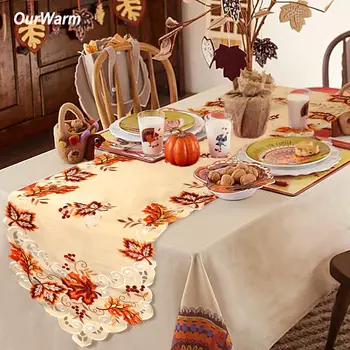 OurWarm 67-дюймовая осенняя настольная дорожка с кленовыми листьями, настольная дорожка на день благодарения, осень для украшения кухонного обеденного стола, свадьба в деревенском стиле
