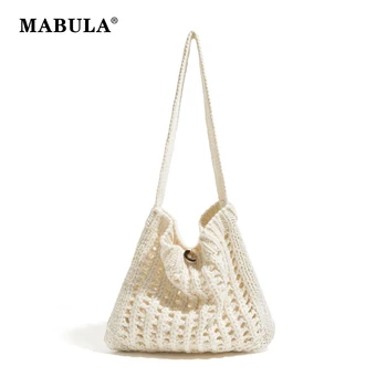 Женская сумка MABULA из эстетичного хлопка, связанная крючком, через плечо, полая Наша сетчатая сумка-хобо ручной вязки, сумка-тоут