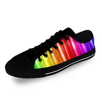 Красочные радужные кроссовки с низким берцем Мужская Женская повседневная обувь для подростков Парусиновые кроссовки для бега с 3D принтом Дышащая Легкая обувь