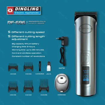 Профессиональная машинка для стрижки волос DingLing RF-696 LCD, Электрический Триммер для бороды, Регулируемая машинка для стрижки волос парикмахера