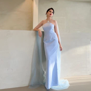 Элегантное женское платье русалки ROSELLA без бретелек для особых мероприятий Небесно-голубого цвета длиной до пола, вечернее платье для выпускного вечера в двух стилях, новинка 2023 года