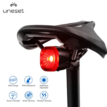 Uneset Smart Bike Задние фонари Безопасность IPX6 Водонепроницаемый тормоз Автоматическая Остановка Светодиодный задний фонарь велосипеда USB Перезаряжаемые велосипедные задние фонари