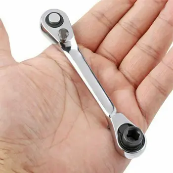 Мини-1/4-дюймовый двухсторонний быстроразъемный гаечный ключ с храповым механизмом, стержневая отвертка, набор инструментов содержит 1 гаечный ключ с храповой ручкой
