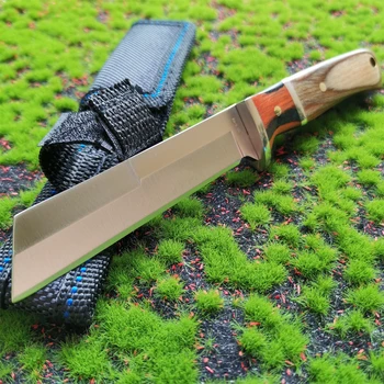 Практичный Нож с деревянной ручкой и ножнами, Маленький прямой нож для кемпинга, Уличные Тактические Инструменты для самообороны, выживания в дикой природе.