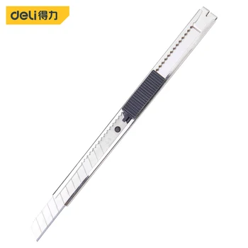 deli DL007 самоблокирующийся маленький коробочный резак из нержавеющей стали, нож для бумаги (9 мм), железный коробочный резак