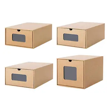 Ящик для обувной коробки из крафт-бумаги, шкаф для одежды, ящик для хранения и сортировки одежды, многофункциональный пылезащитный ящик из гофрированного картона