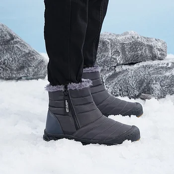 Популярные зимние теплые мужские зимние ботинки, нескользящие уличные ботинки, мужские брендовые модные лыжные ботинки для мужчин, износостойкая охотничья обувь для мужчин