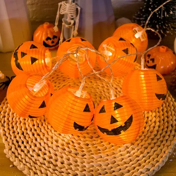 1,5 М 10LED, гирлянда из тыквы на Хэллоуин, Призрачная лампа, Подвесной орнамент, Оранжевые украшения для дома на Хэллоуин с батарейным питанием