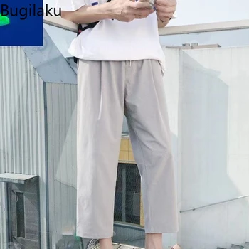 Брюки Бугилаку, мужские трендовые весенне-летние студенческие спортивные повседневные брюки с прямыми штанинами, свободные Универсальные широкие брюки