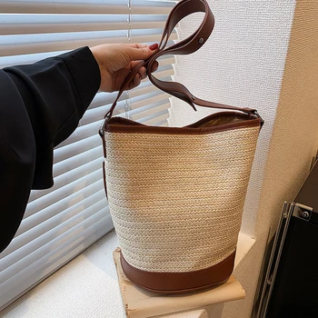Летняя Женская соломенная сумка через плечо, плетеная сумка из ротанга в стиле Бохо, повседневные женские сумки, Брендовая Женская сумочка для покупок, клатч 2023 г.
