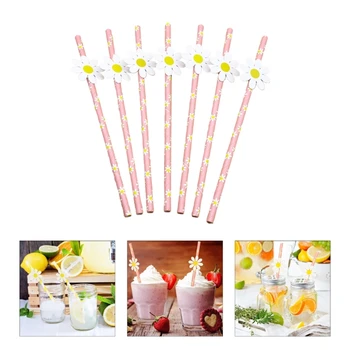 20шт одноразовых бумажных соломинок Sweet Flower, соломинки для напитков в баре, день рождения ребенка