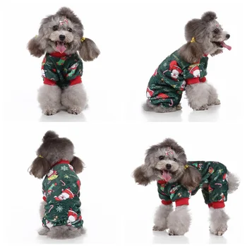 Рождественский комбинезон для домашних животных, Мягкий теплый костюм Мультяшной собаки, Флисовое пальто для четвероногих собак малого/среднего размера, костюм щенка с принтом Санта-Клауса