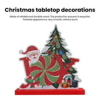 Рождественские мотивы логотипа, деревянные украшения без заусенцев, праздничный декор для рождественской вечеринки, Санта-Клаус, снеговик, Рождественская елка для рабочего стола