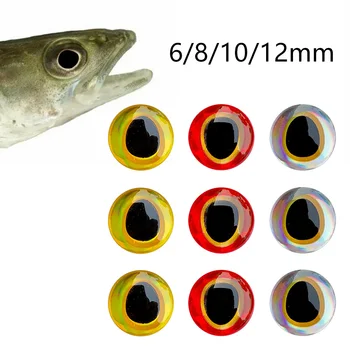 100шт Рыболовные Приманки Eyes Рыбий Глаз Для Завязывания Мух 3D-Голографические Наклейки 6мм 8мм 10мм 12мм Профессиональные Приманки Eyes Pasca Tackle