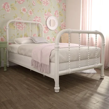 DHP Jenny Lind Kids Металлический каркас кровати с изголовьем, двухместный, белый спальный гарнитур мебель для спальни