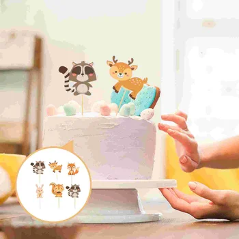 24 Шт бумажных украшений для торта Декоративные Топперы для кексов Животные Детские Десертные Бамбуковые Детские торты