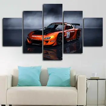 Спортивный автомобиль RX7, 5 панелей, печать на холсте, настенный художественный плакат, украшение дома, HD печать, домашний декор, декор комнаты, картины без рамок
