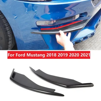Углеродное волокно, черный ABS, украшение передних противотуманных фар автомобиля, накладка на лезвие, наклейка, пригодная для Ford Mustang 2018-2021 гг.