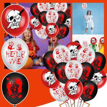 12 дюймов 18 шт. Набор воздушных шаров для украшения вечеринки в честь карнавала на Хэллоуин, Латексный воздушный шар на Хэллоуин, красный, белый, черный, Каждый цвет по 6 шт.
