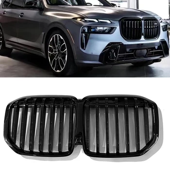 Для BMW X7 G07 2023-2024 Черная Передняя Решетка Радиатора Гриль С Одной Планкой Стиль Автомобиля Верхний Бампер Капот Сетка Сетка