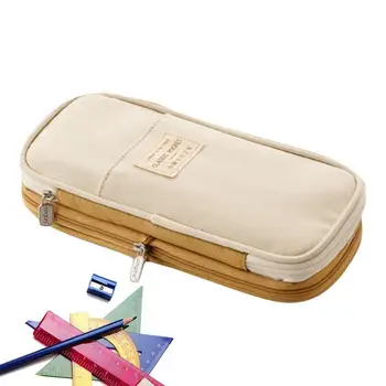 Вместительный футляр для карандашей и ручек, холщовая сумка, органайзер для ручек, канцелярская коробка 7x21 см, эстетичный органайзер для школьных принадлежностей для подростков