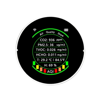 Tuya Wifi 7 в 1 Измеритель качества воздуха PM2.5 CO2 TVOC HCHO Температура Детектор диоксида углерода Сигнализация Белый