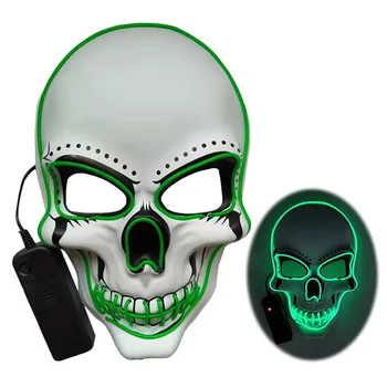 11 Цветов Светодиодная маска для Хэллоуина DJ Party Светящиеся маски Светятся в темноте Страшные Маскарадные маски Фестиваль Туши для ресниц с черепом Световые маски
